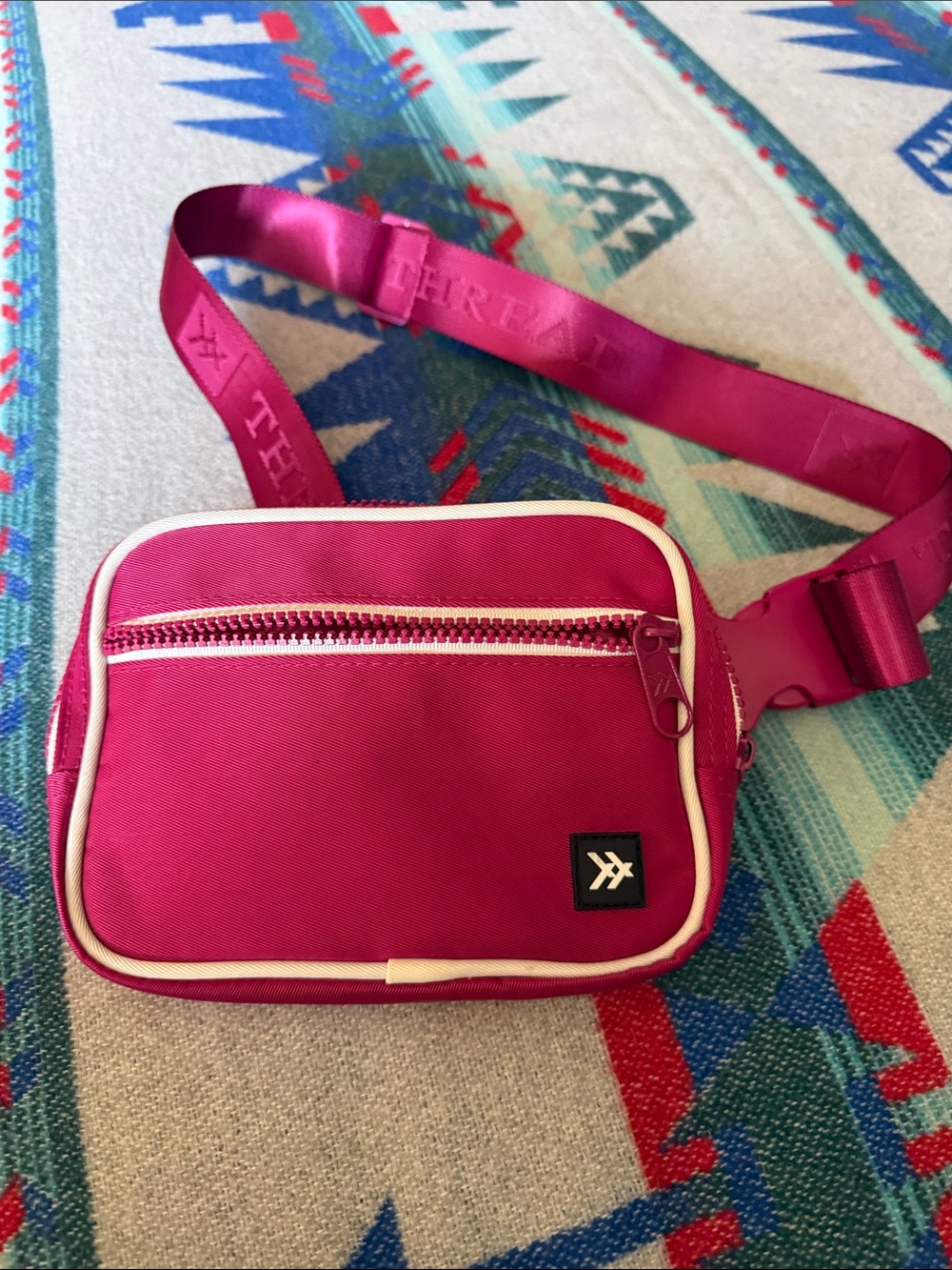 Target Magenta Crossbody Belt Bag with White Trim